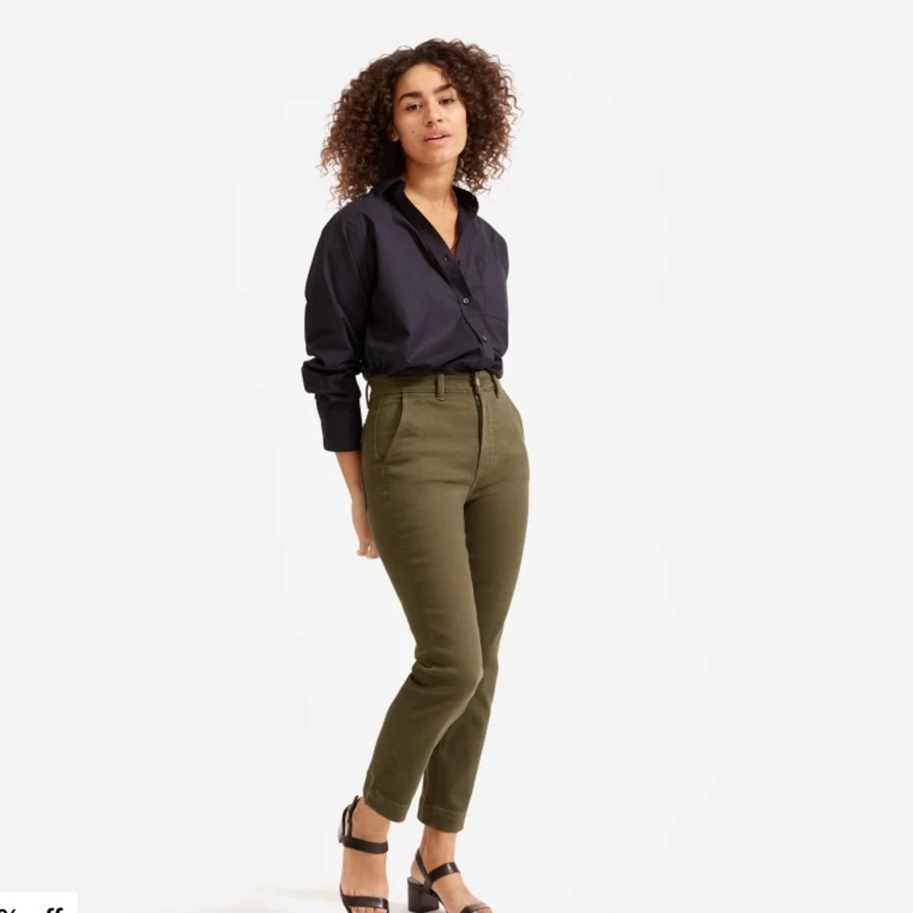 Everlane Slim Leg Crop Pants Lunar Green Sz 0